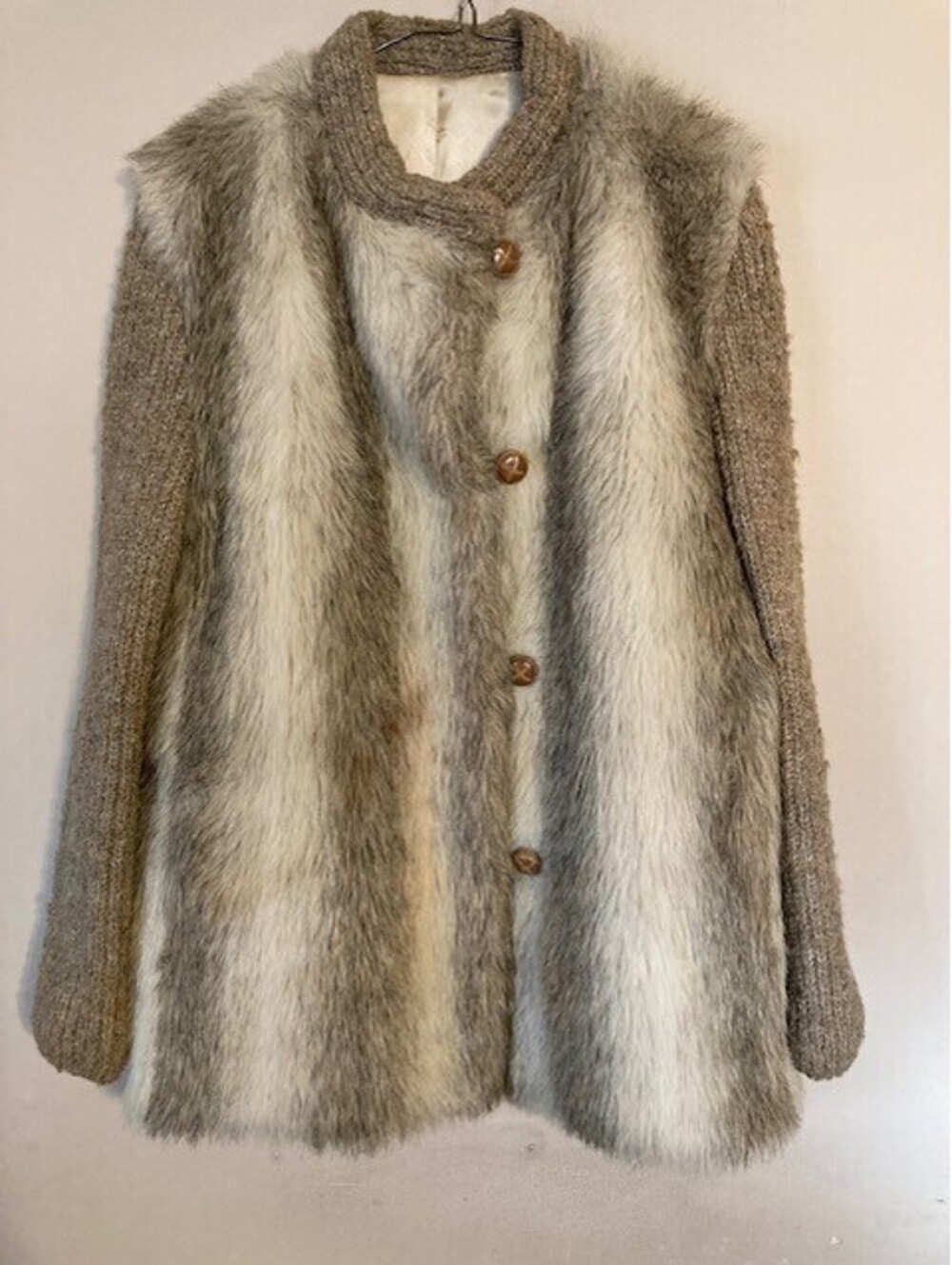 Vintage D'ESPRIT Dubrowsky & Perlbinder Faux Fur Wool Coat/Jacket - size 12